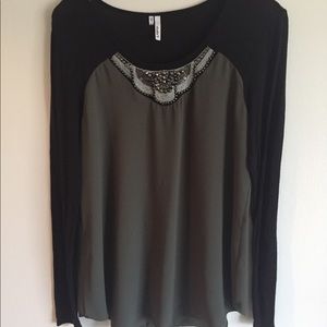Green and black blouse